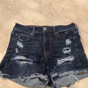 Hi-rise shortie jean shorts dark wash